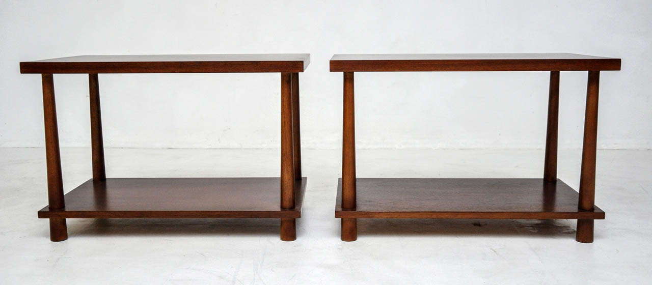 Pair of end tables by T.H. Robsjohn-Gibbings. Fully restored and refinished.