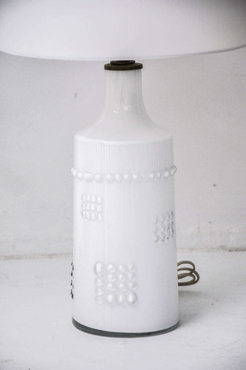 Mid-Century Modern Swedish White Glass Lamps, Pukeberg