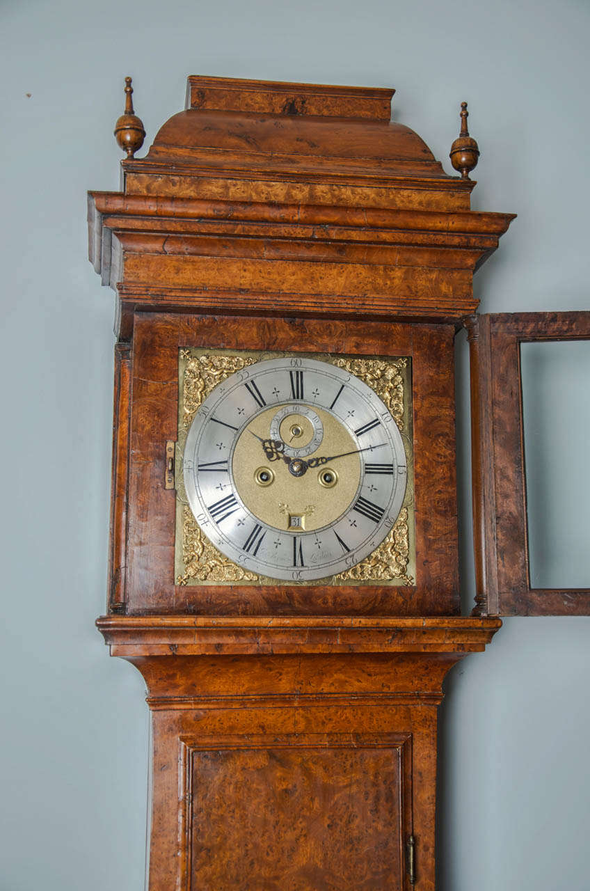 18th Century Antique Burr-Yew Longcase Clock by John Stephens of London In Good Condition For Sale In Devon, GB