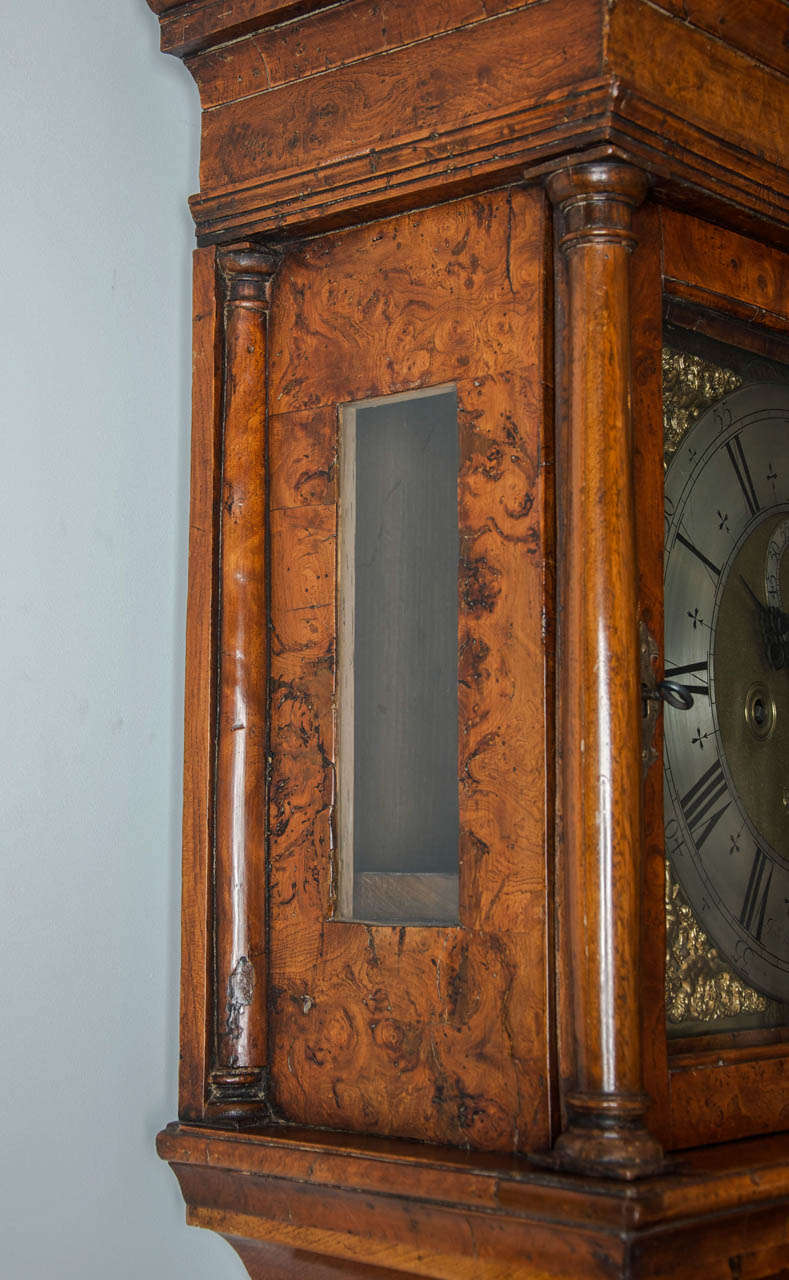 18th Century and Earlier 18th Century Antique Burr-Yew Longcase Clock by John Stephens of London For Sale