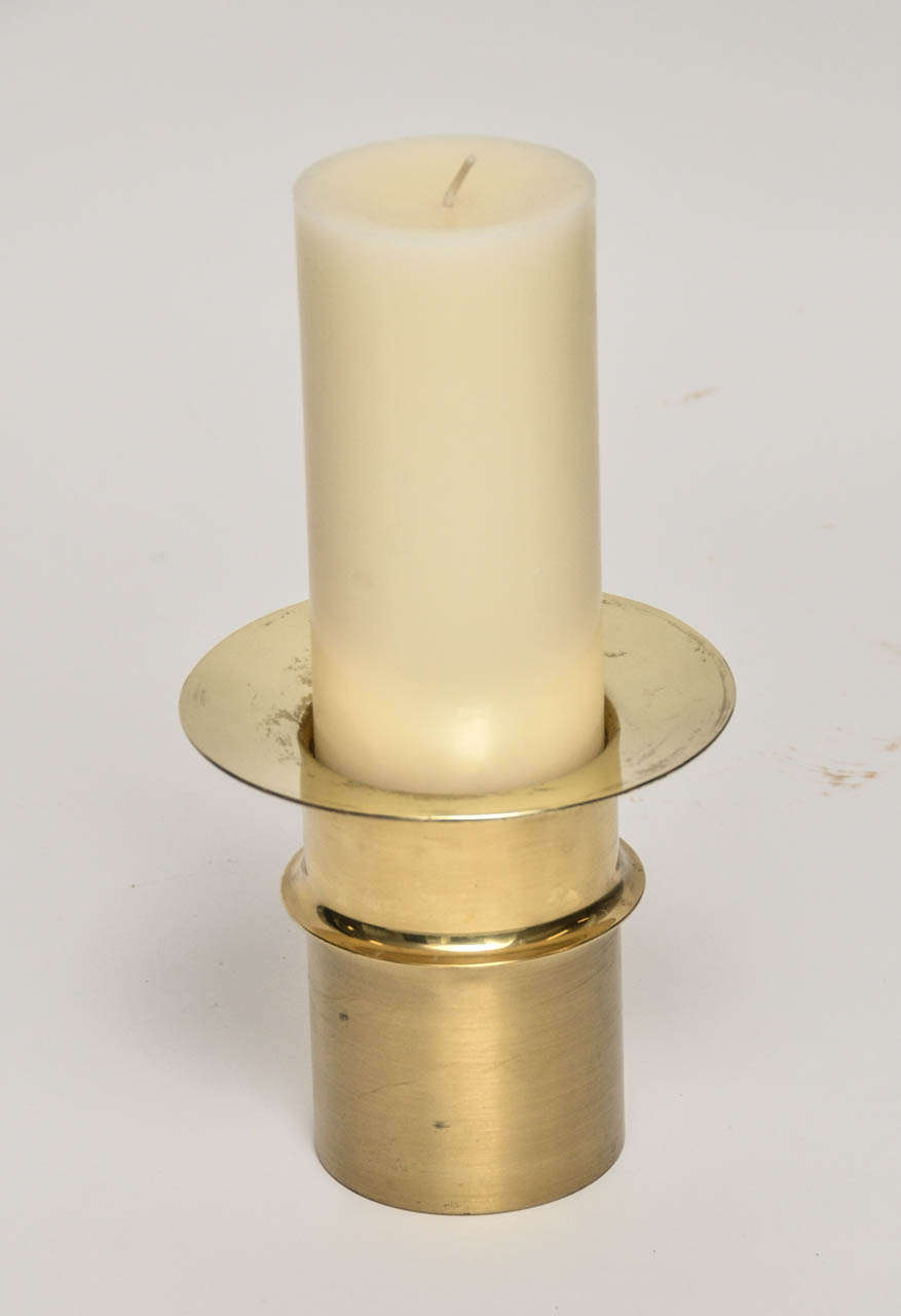 Polished and Matte Brass Candle holder, Designed by Tapio Wirkkala for Kultakeskus Oy, Finland.  Fully documented.