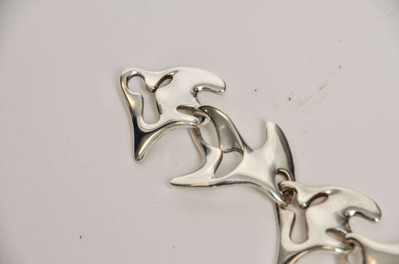 Danish Rare Henning Koppel Amoeba Sterling Silver Link Bracelet For Sale
