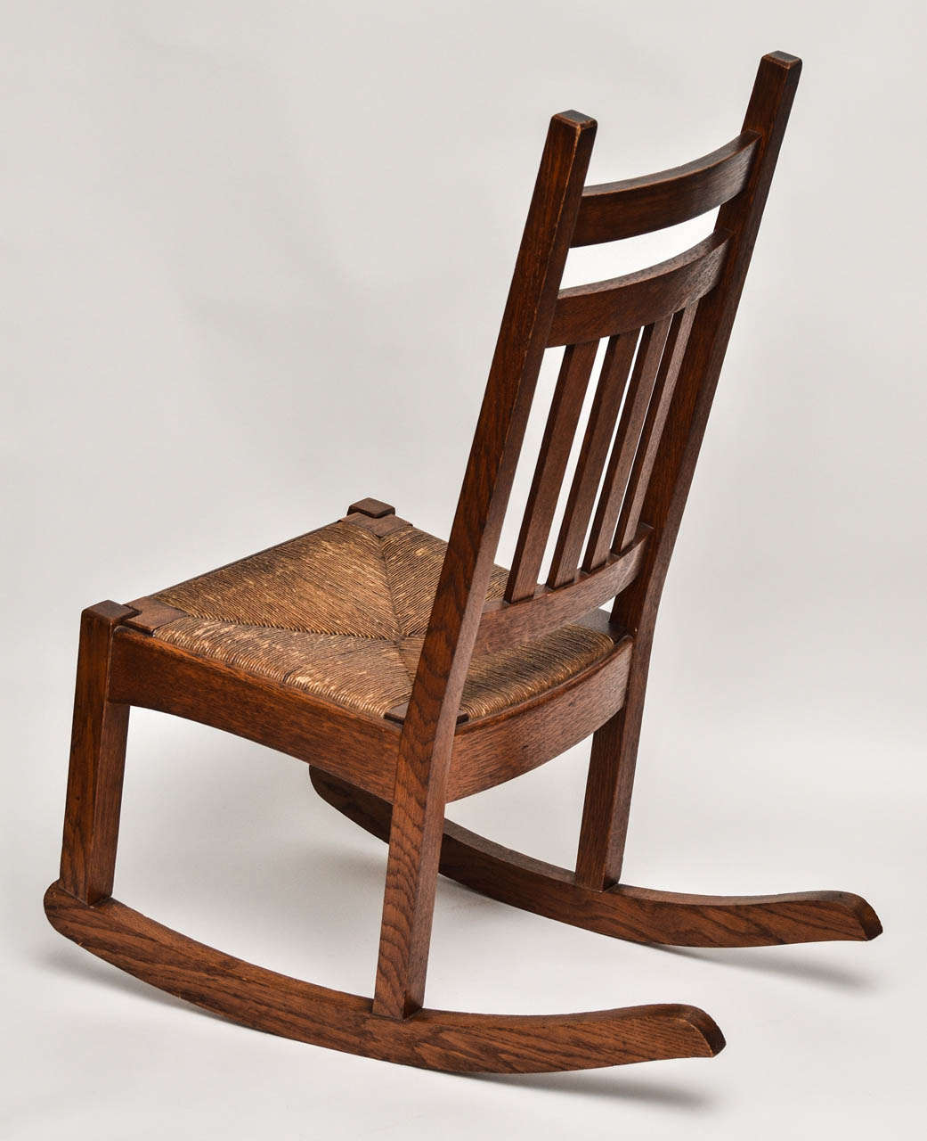 Michigan Chair Company Mission Oak Rocker with Original Rush Seat For