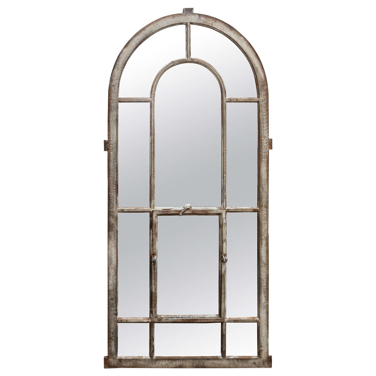 19th Century Industrial Iron Window Turned Mirror