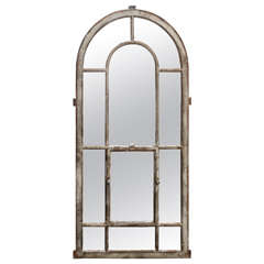 19th Century Industrial Iron Window Turned Mirror