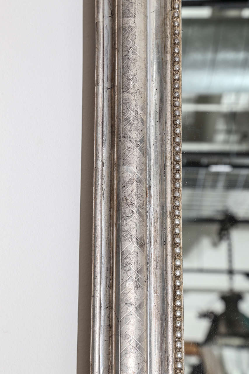Silvered 19th Century French Silver Leaf Mirror