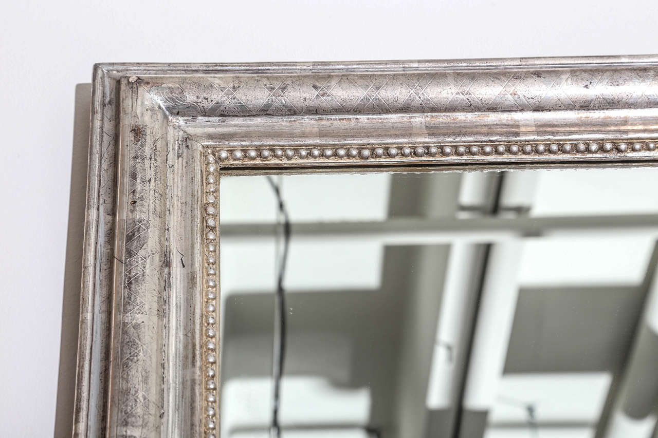 19th Century French Silver Leaf Mirror In Excellent Condition In Houston, TX