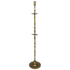 Antique Tall Brass Standing Lamp with Three Tiers