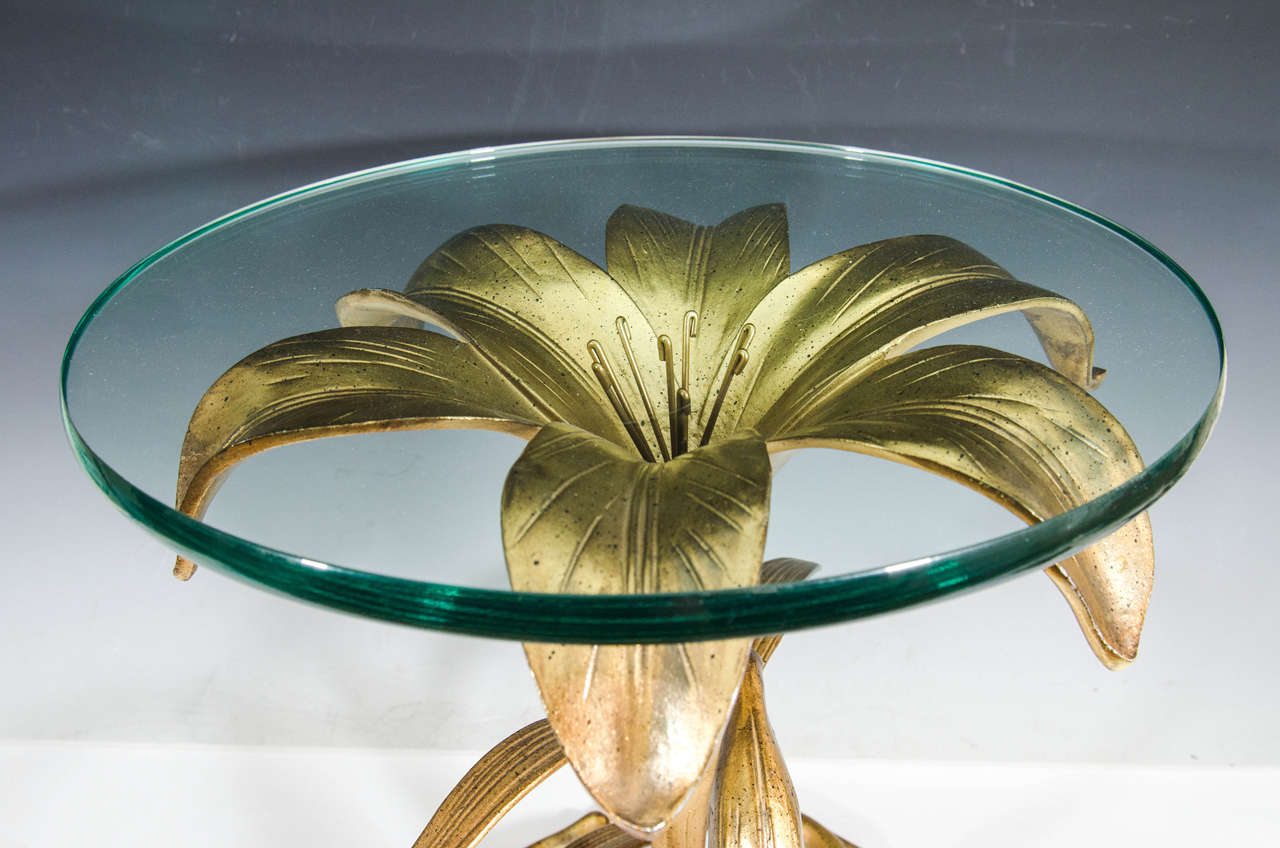 Modern Fantastic Pair of Arthur Court Gilded Lily Tables For Sale