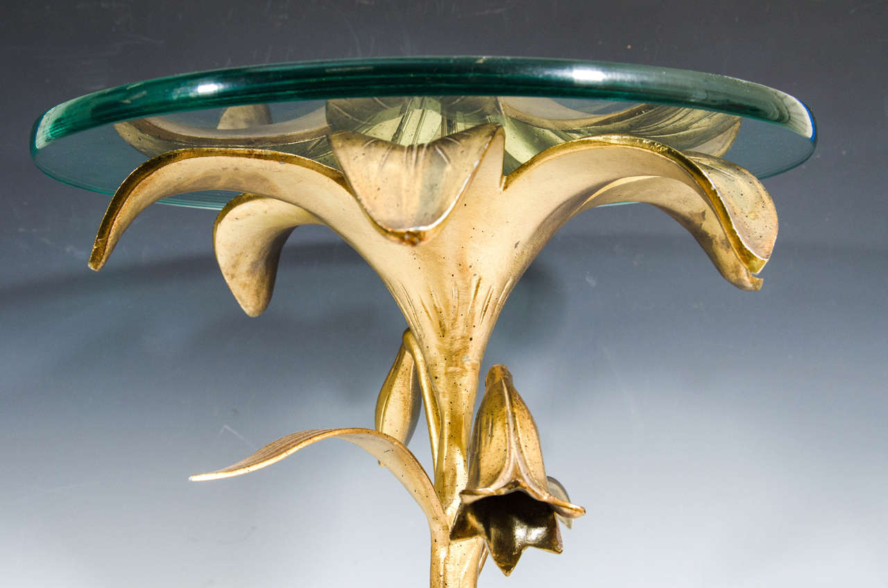 Late 20th Century Fantastic Pair of Arthur Court Gilded Lily Tables For Sale