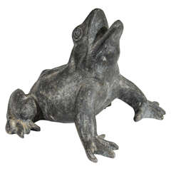 Vintage Midcentury Bronze Frog Sculpture or Garden Statue