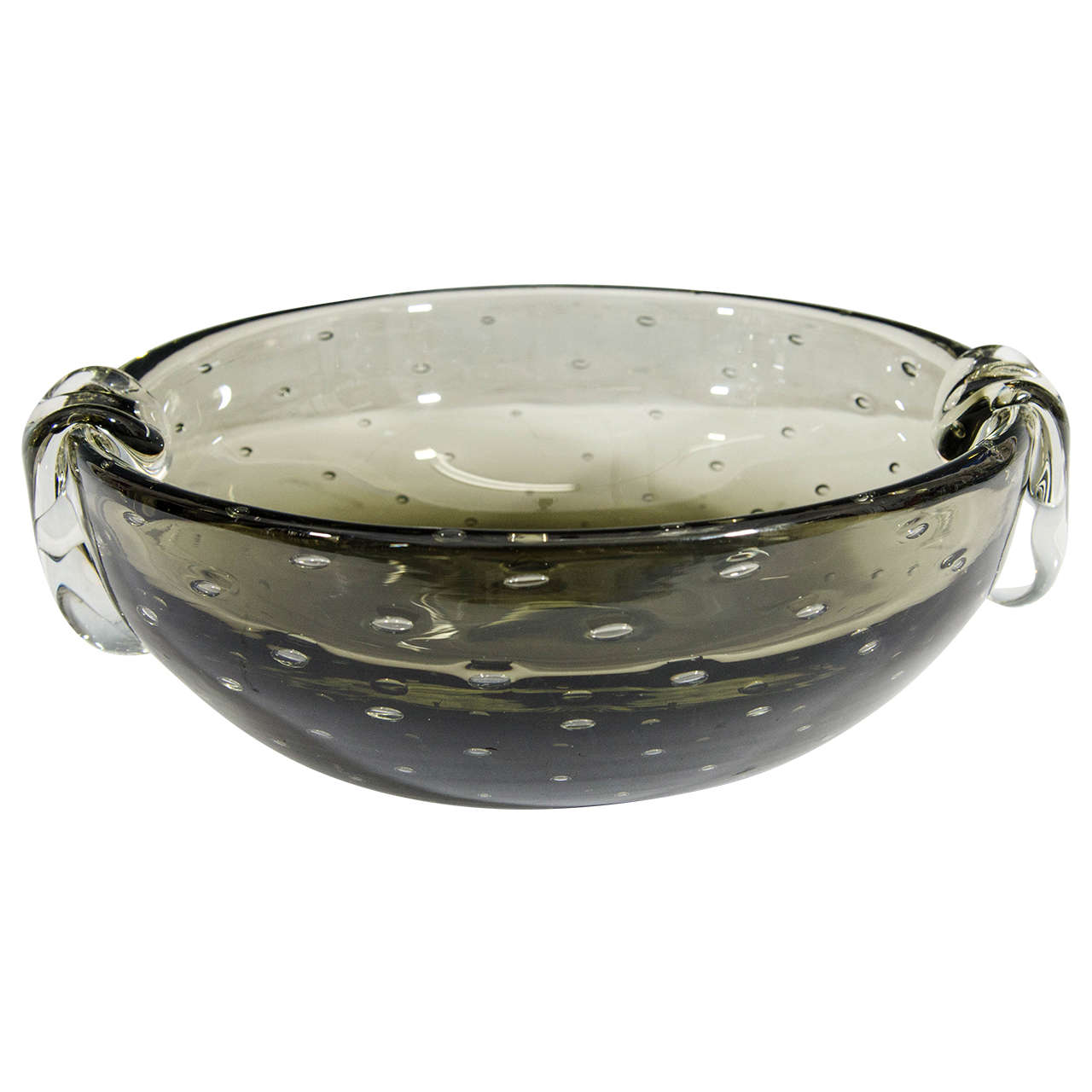 A Carl Erickson Smokey Gray ‘Bullicante’ Bubble Glass Bowl