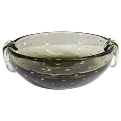 Retro A Carl Erickson Smokey Gray ‘Bullicante’ Bubble Glass Bowl