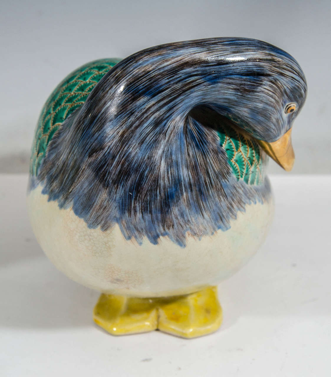 Midcentury Pair of Decorative Asian Inspired Ceramic Sculptural Ducks In Good Condition In New York, NY