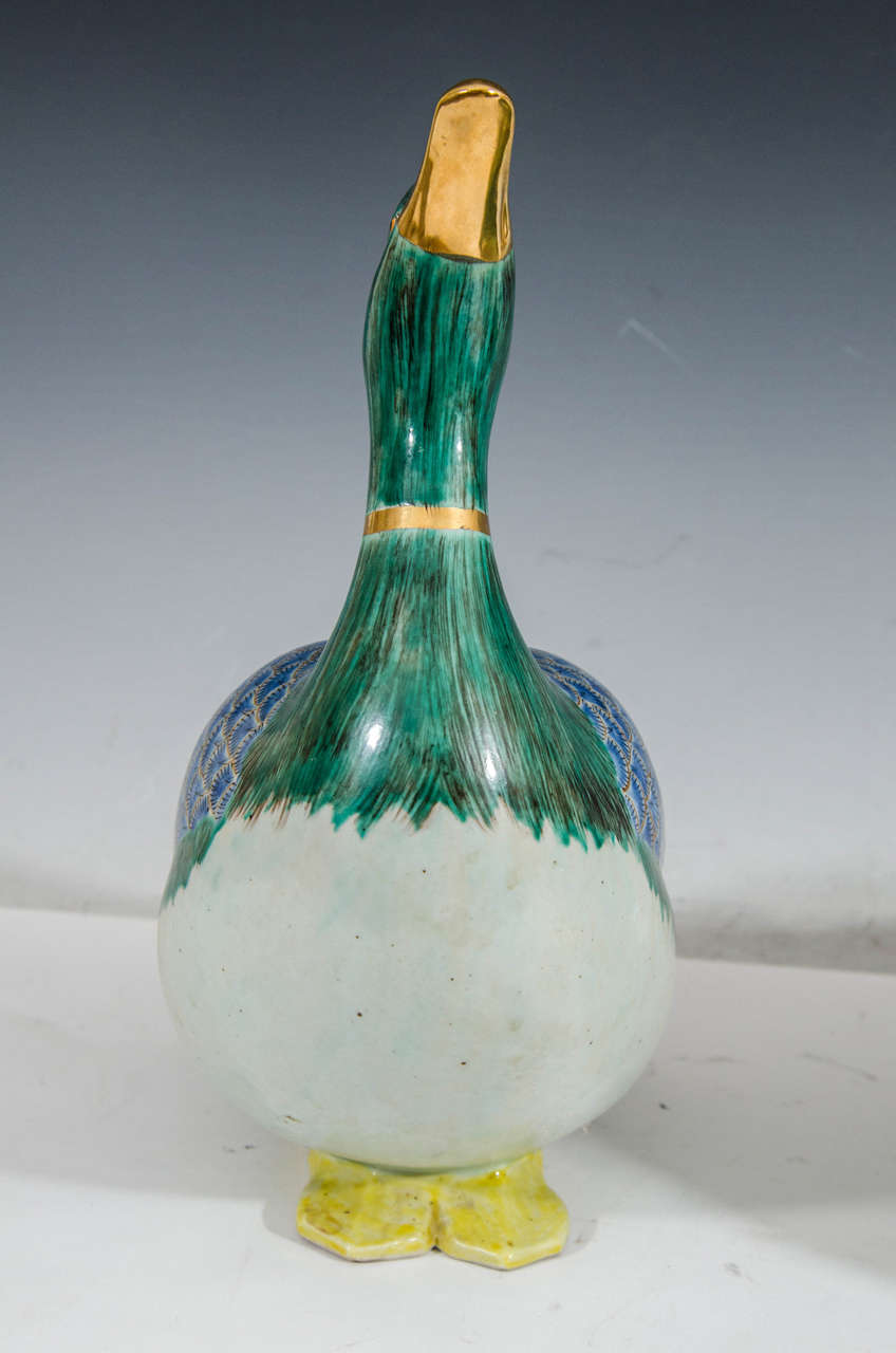 20th Century Midcentury Pair of Decorative Asian Inspired Ceramic Sculptural Ducks