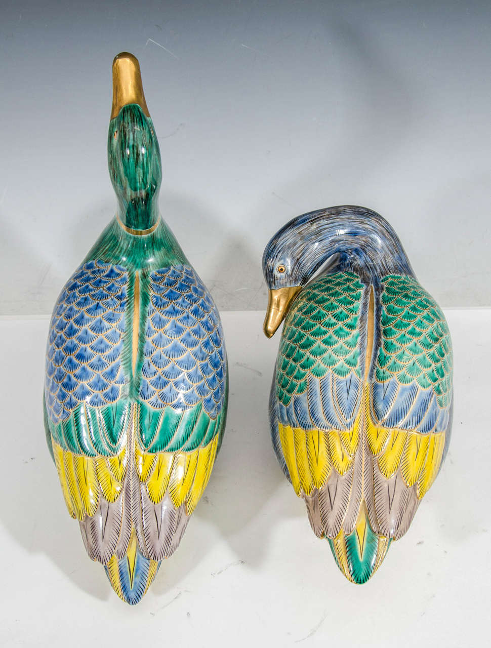 Midcentury Pair of Decorative Asian Inspired Ceramic Sculptural Ducks 3