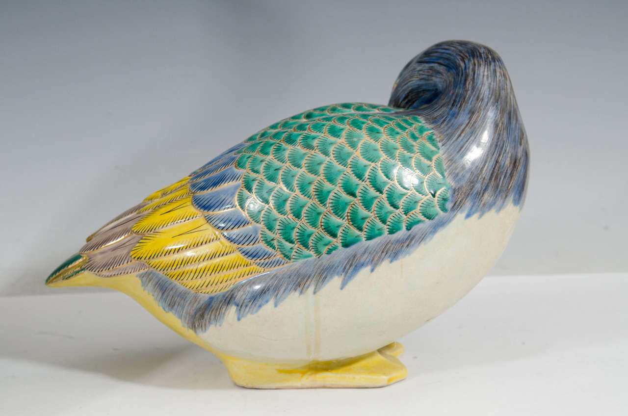 Midcentury Pair of Decorative Asian Inspired Ceramic Sculptural Ducks 4