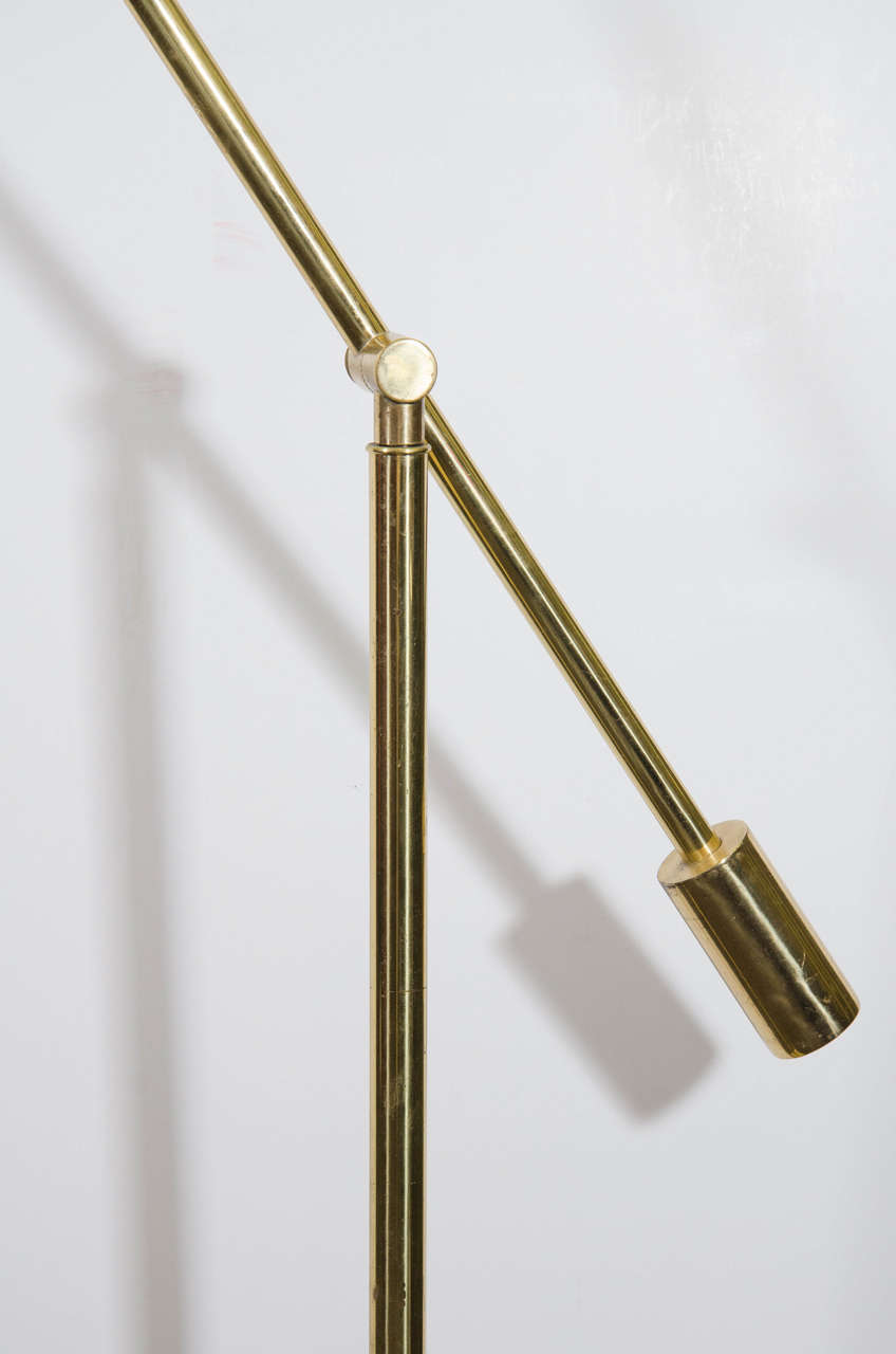 American Midcentury Counter Balance Brass Adjustable Floor Lamp by Chapman
