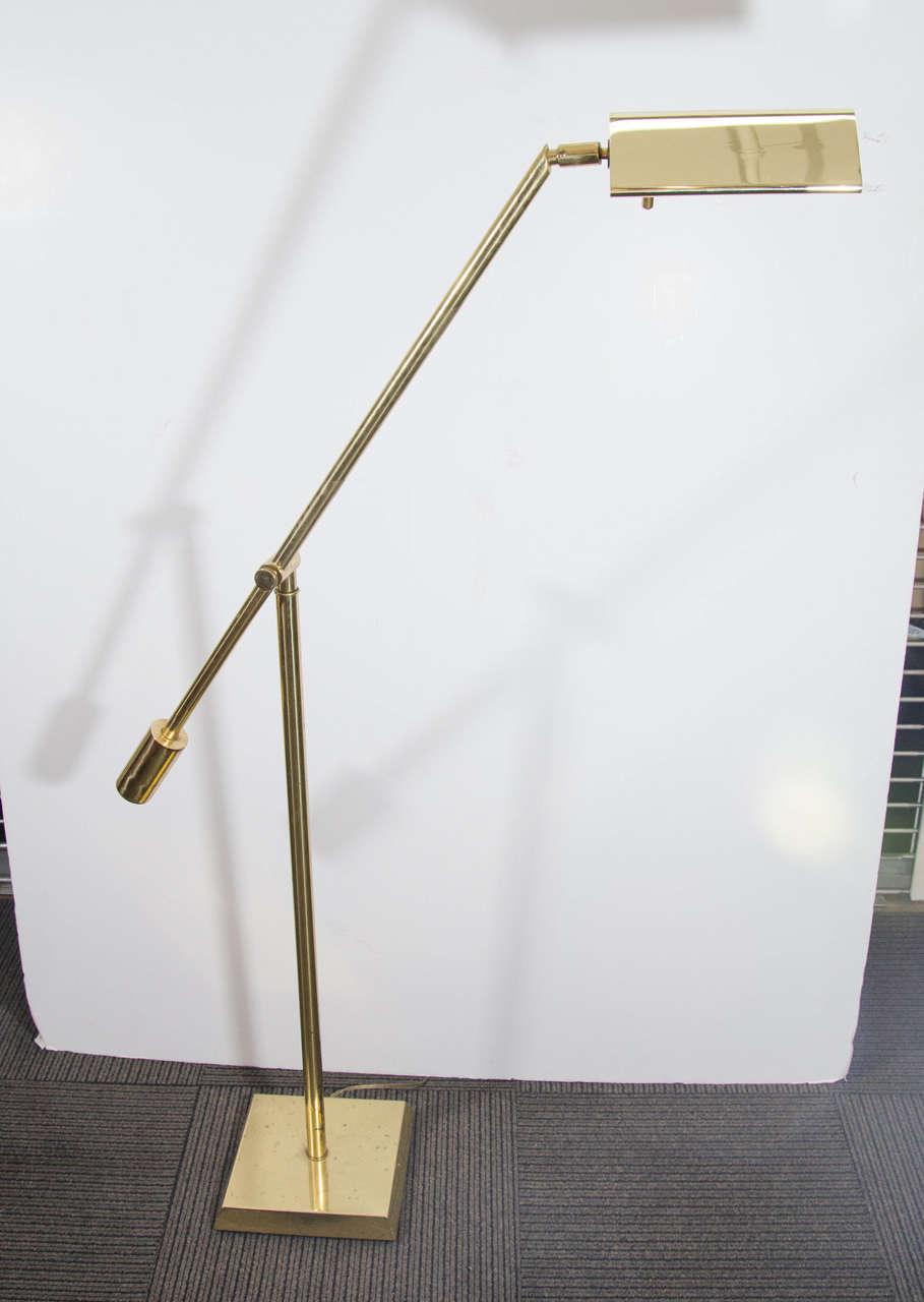 20th Century Midcentury Counter Balance Brass Adjustable Floor Lamp by Chapman