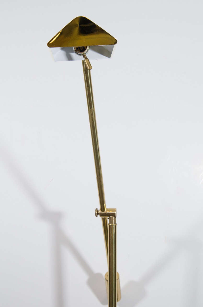Midcentury Counter Balance Brass Adjustable Floor Lamp by Chapman 3