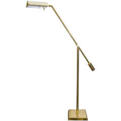 Retro Midcentury Counter Balance Brass Adjustable Floor Lamp by Chapman