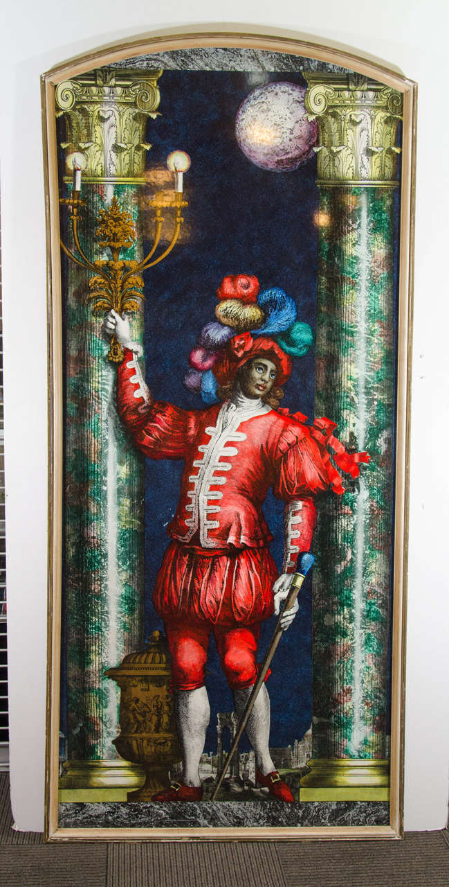 Midcentury Large Piero Fornasetti Panel Titled, "Paggio"