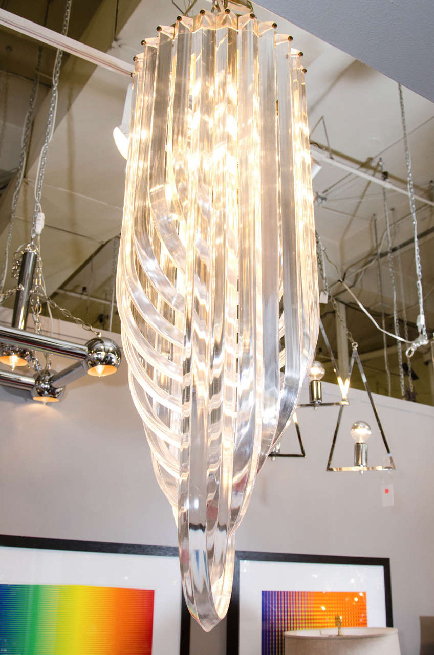 Late 20th Century Midcentury Long Looped Lucite Chandelier