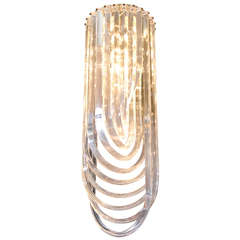 Midcentury Long Looped Lucite Chandelier 1