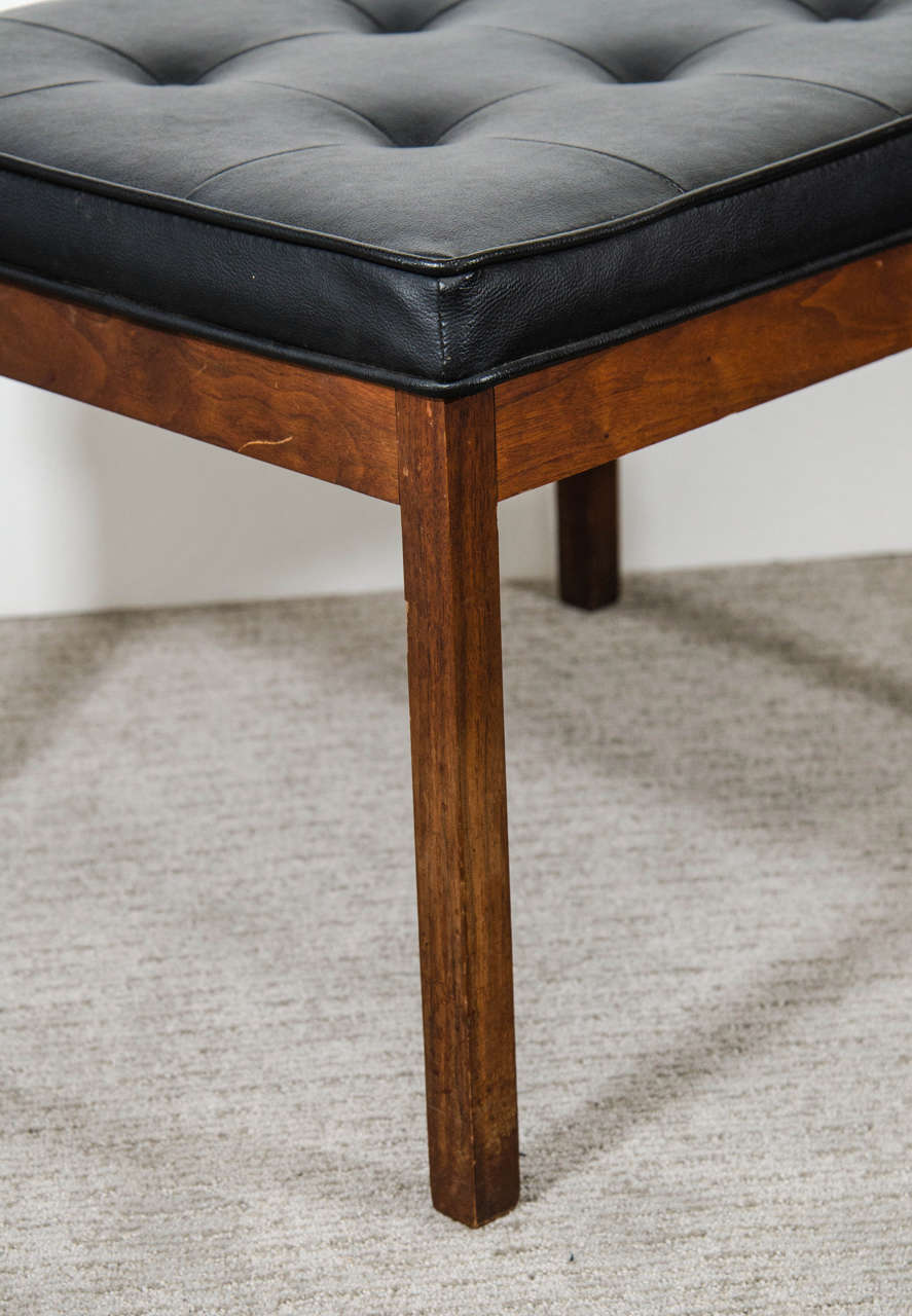 20th Century Mid Century Pair of Benches in Walnut and Black Vinyl