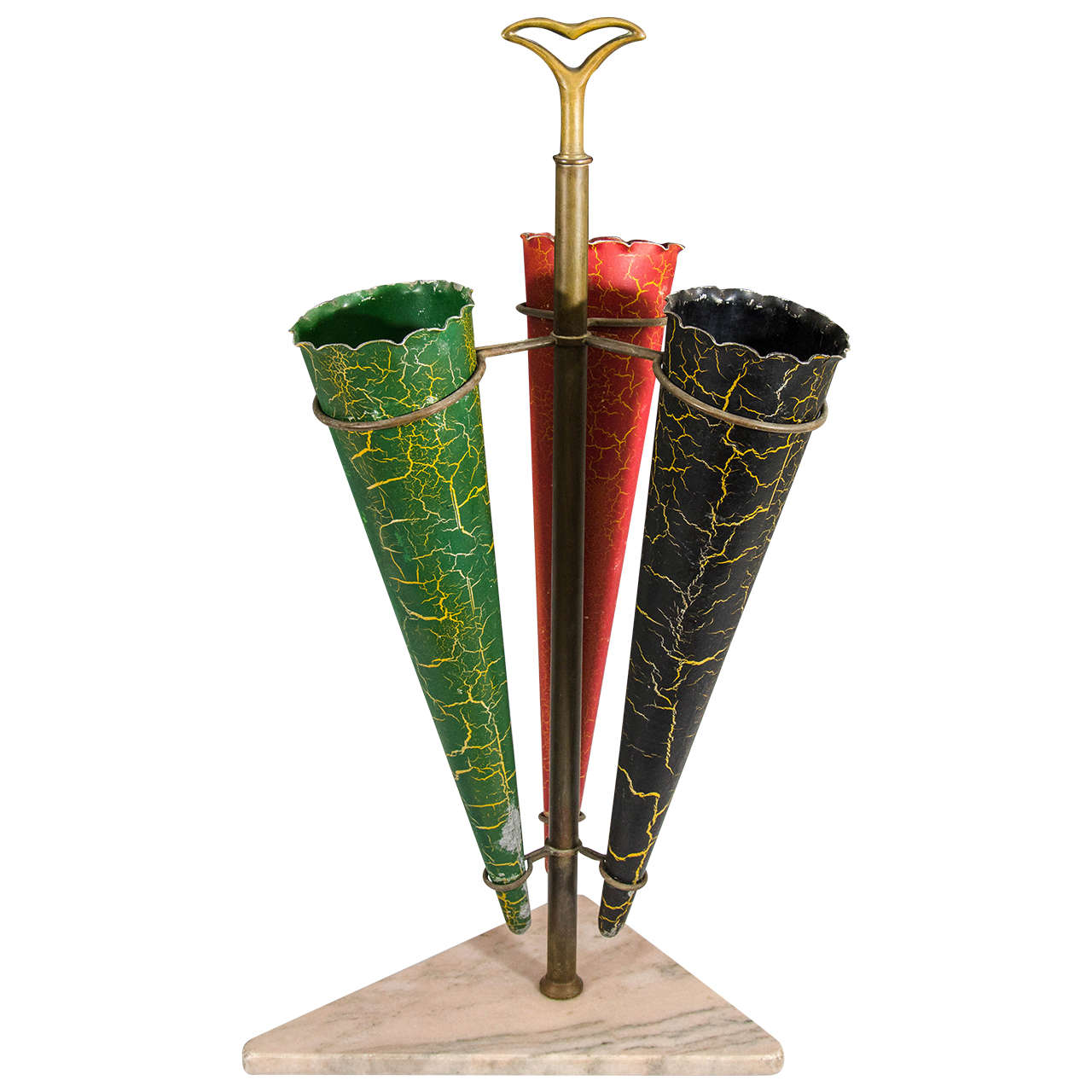 Mid-Century Umbrella Stand on Marble Base Attributed to Fontana Arte For Sale