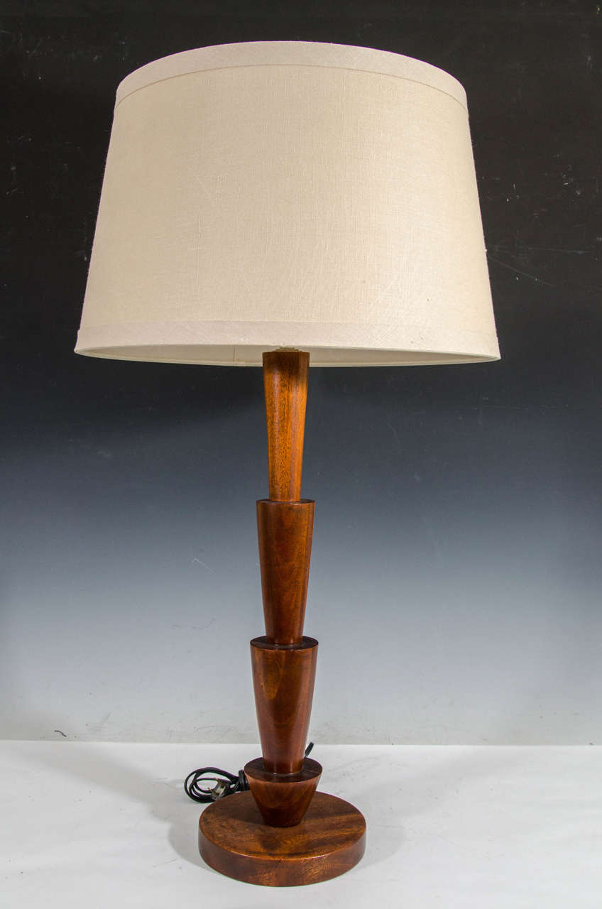 A vintage pair of tall Scandinavian modern walnut table or desk lamps.
Beige linen shades included if desired. Item available here online, or at my showroom space in the Showplace Antique + Design Center, 3rd Fl., New York.