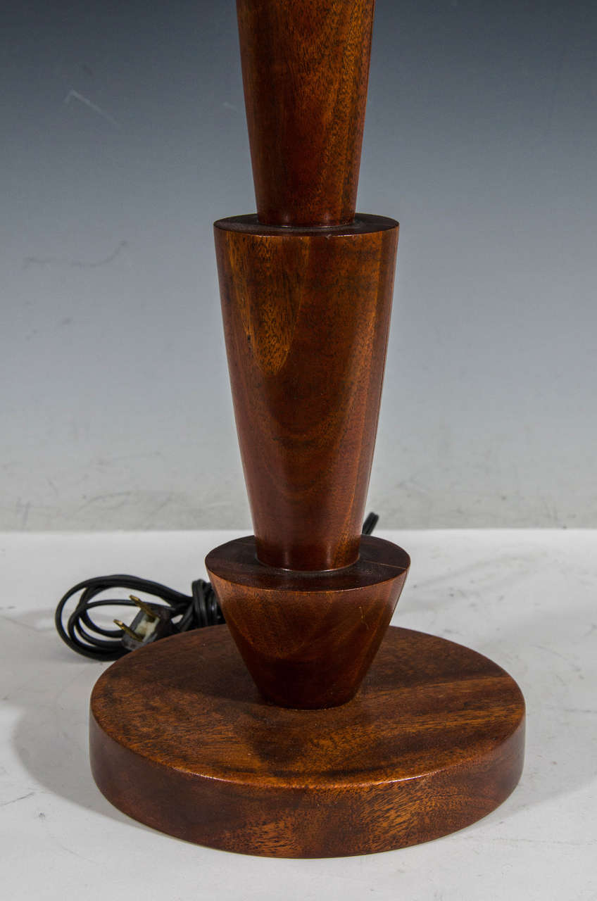 Art Deco Tall Scandinavian Modern Walnut Table Lamps