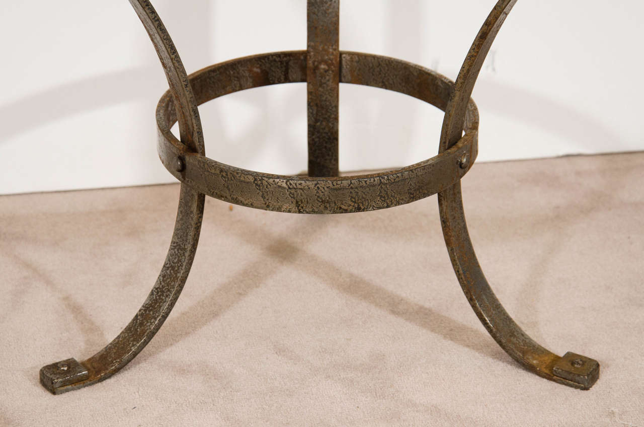 French  Incredible Art Deco Pair of Black Marble & Iron Greek Key Accent Tables For Sale
