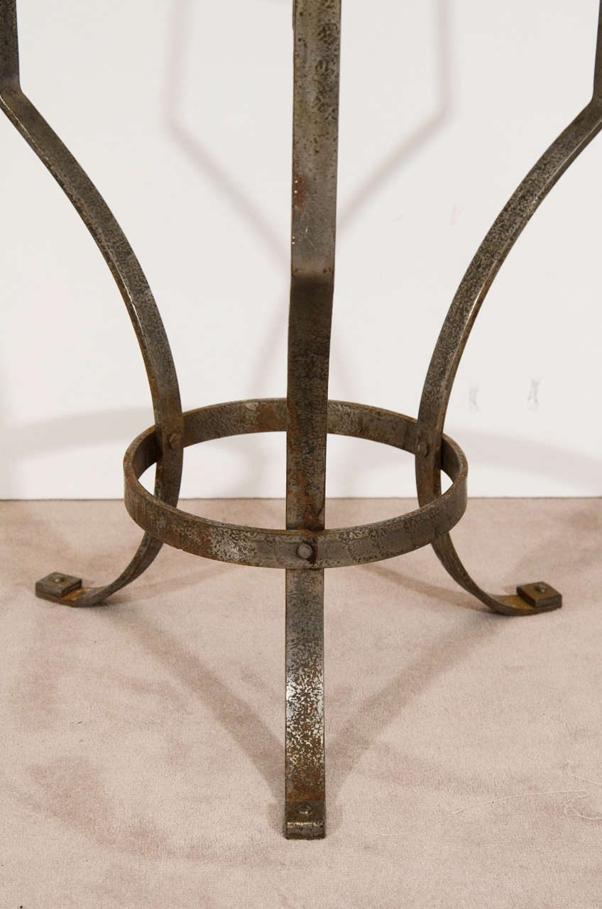  Incredible Art Deco Pair of Black Marble & Iron Greek Key Accent Tables For Sale 3