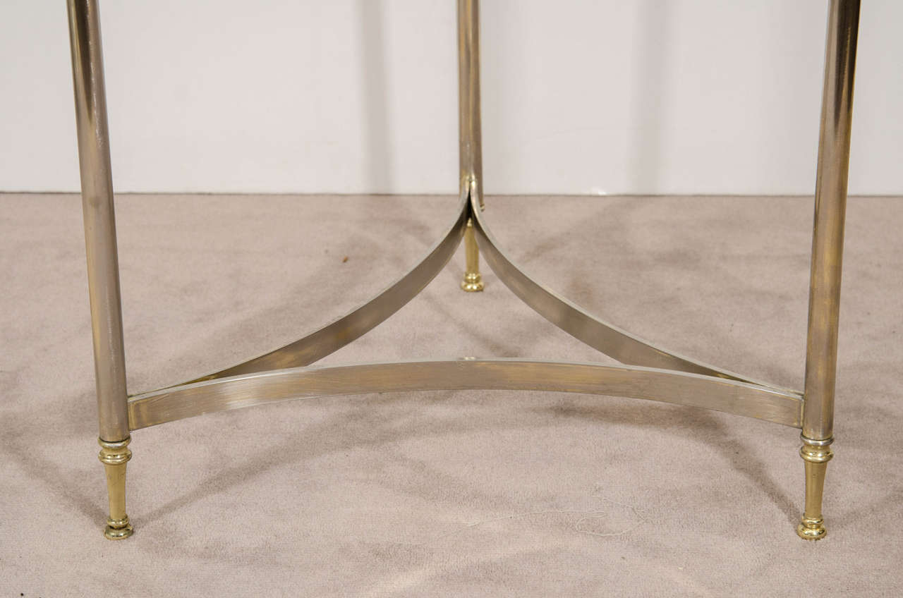 Mid-Century Modern Midcentury Round Steel Table with Brass Accents by Design Institute of America