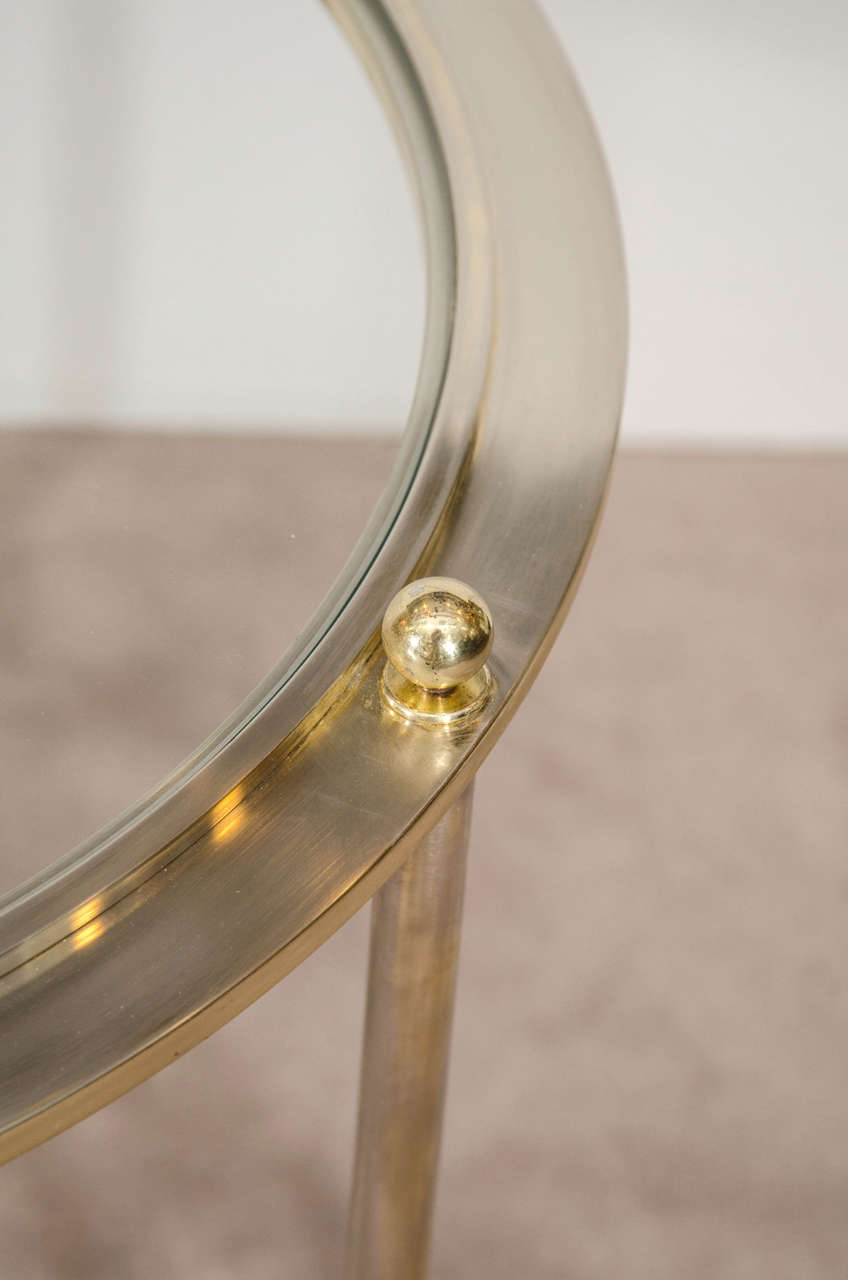 Midcentury Round Steel Table with Brass Accents by Design Institute of America 2