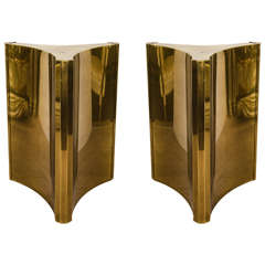Midcentury Pair of Brass Triangulate Dining Table Bases by Mastercraft