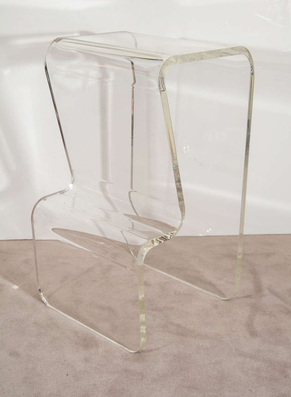 Midcentury Set of Three Lucite Bar Stools In the Manner of Gary Gutterman