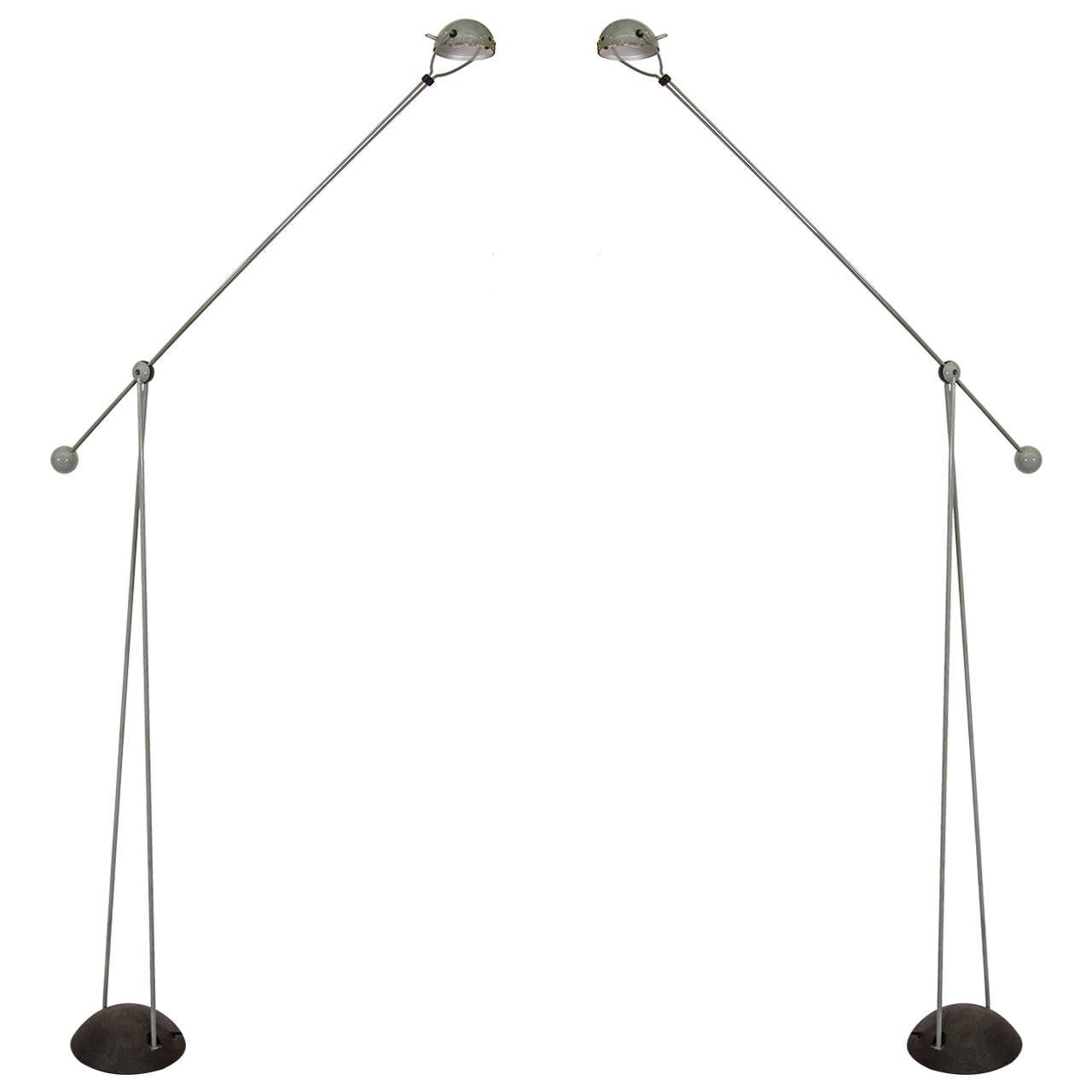 Pair of Paolo Francesco Piva Articulating Floor Lamps for Stafano Cevoli in Gray
