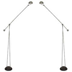 Pair of Paolo Francesco Piva Articulating Floor Lamps for Stafano Cevoli in Gray