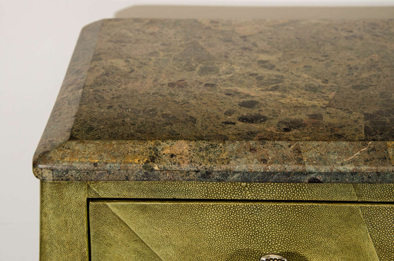 American Vintage Shagreen Three-Drawer Bogart Collection Bombe Chest by Thomasville