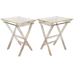 A Midcentury Pair of Lucite Folding Tray Tables