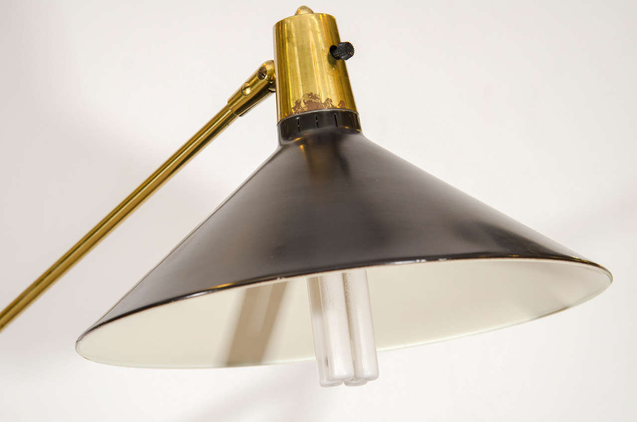 American Mid-Century Modern Gerald Thurston for Lightolier Black Enamel Floor Lamp