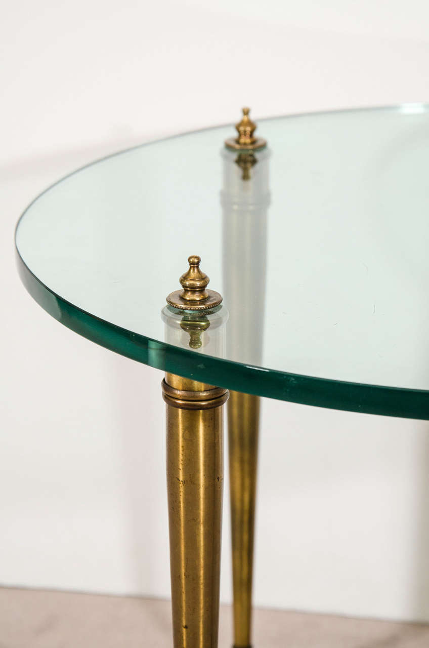Mid Century Maison Jansen Style Brass and Glass End or Side Table In Good Condition In New York, NY