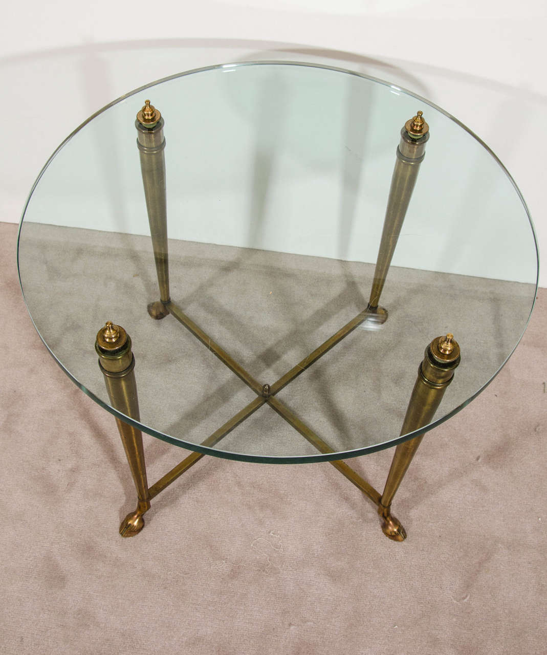 20th Century Mid Century Maison Jansen Style Brass and Glass End or Side Table