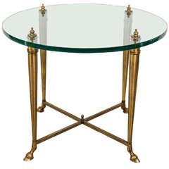Mid Century Maison Jansen Style Brass and Glass End or Side Table