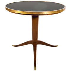 Art Deco French Wood and Bronze Tripod Table Attributed to Jules Leleu