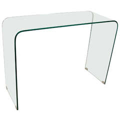 Modern Glass "Waterfall" Console or Sofa Table