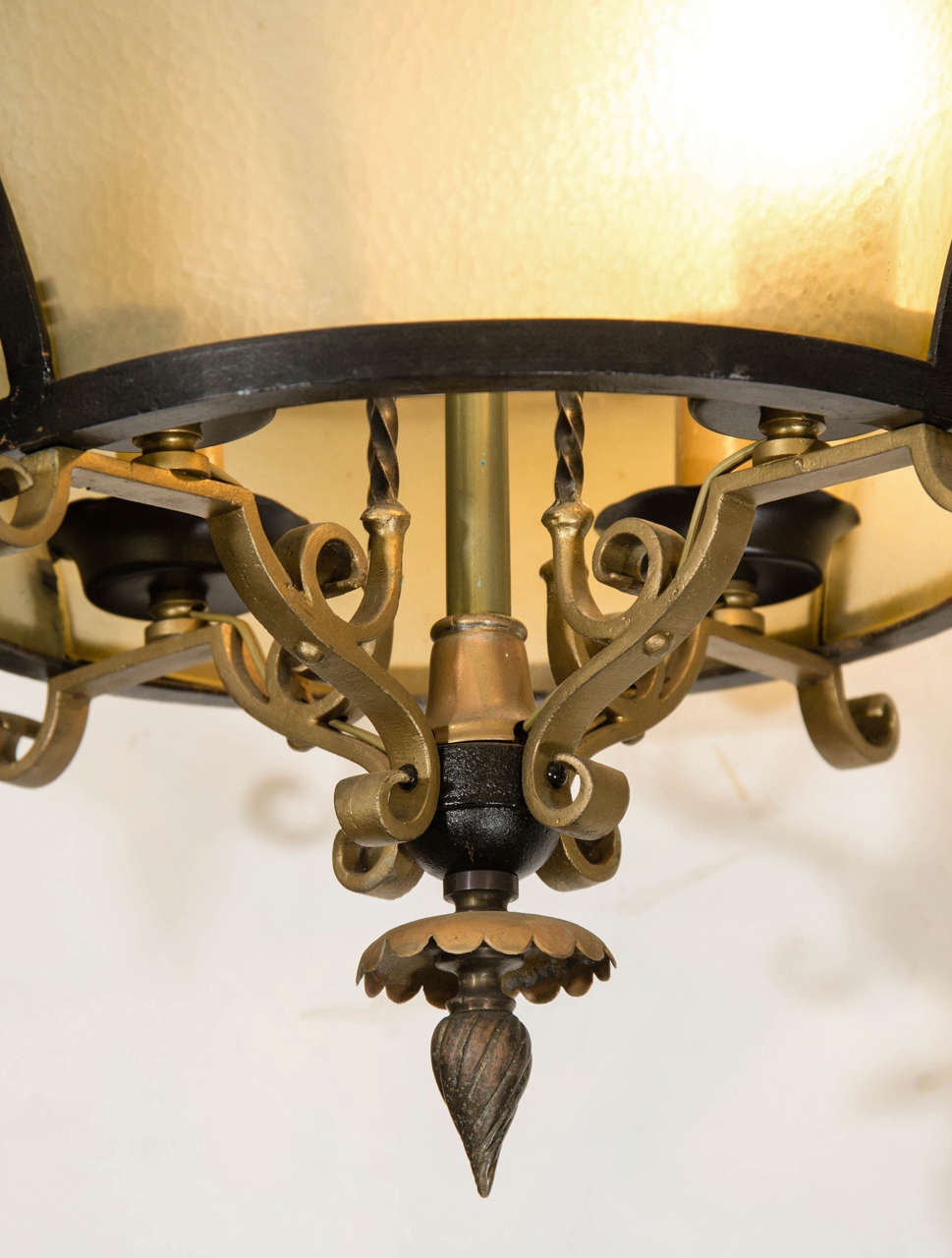 Unknown Vintage Black and Brass Chandelier in the Style of Tommi Parzinger