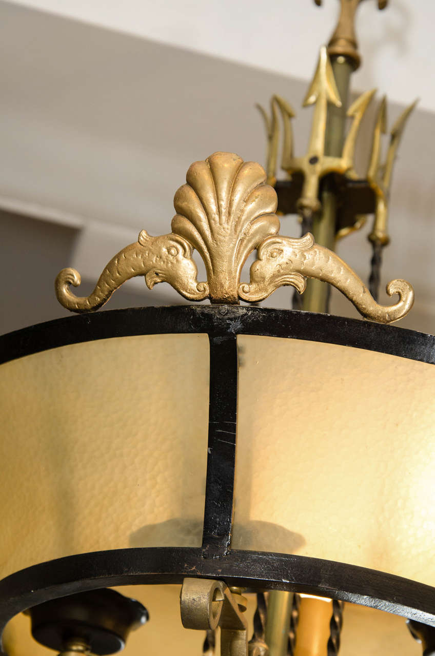 Vintage Black and Brass Chandelier in the Style of Tommi Parzinger 1